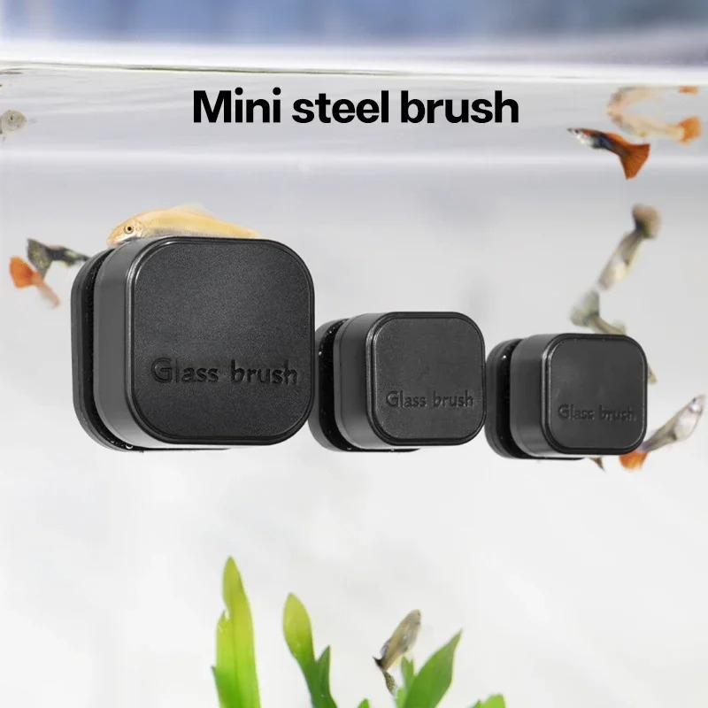 Planted Aquarium Tools - Mini Square Magnetic Brush Aquarium Glass