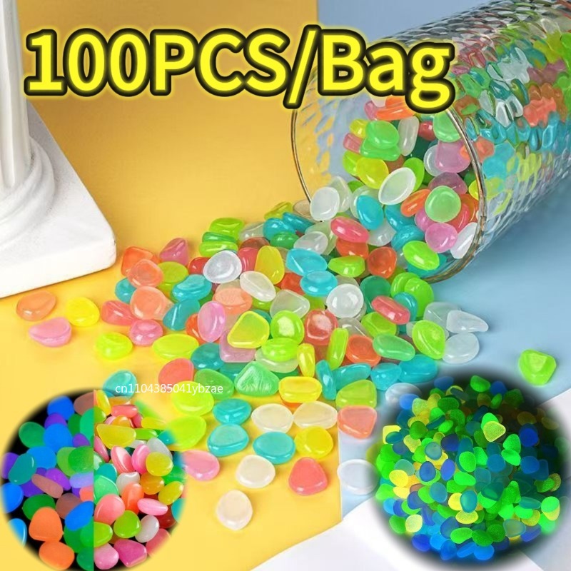 Aquarium Planting - 100-800pcs Glow in The Dark Pebbles,