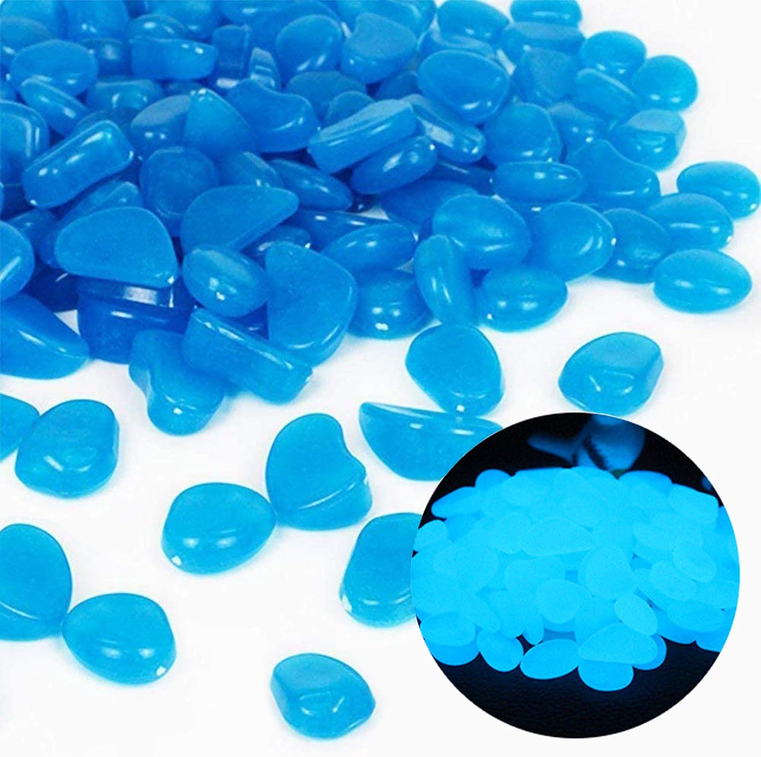 Aquarium Planting - Fish Tank Rocks Glow Blue Pebbles