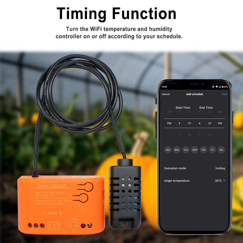 Tuya WiFi Temperature Humidity - Aquarium Planting recension och pris